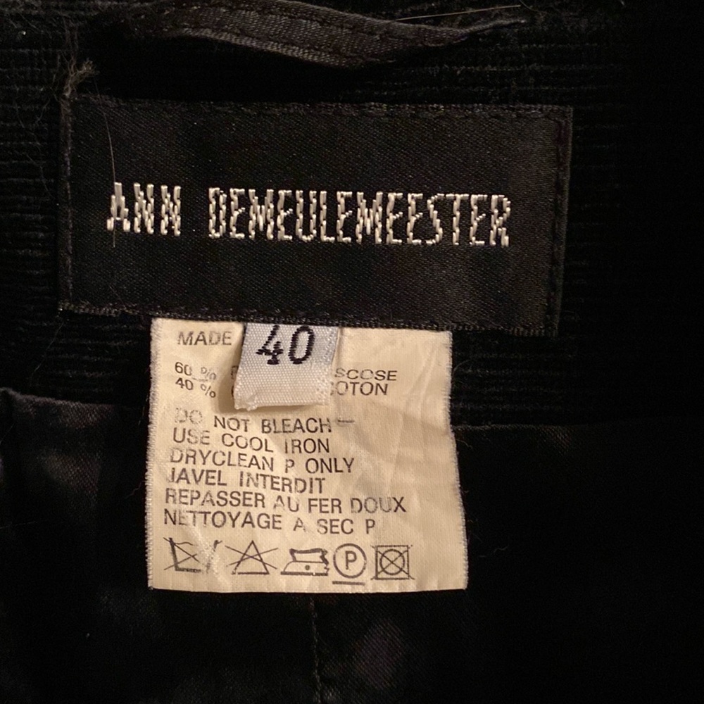 Ann Demeulemeester black thin cut velvet blazer - Picture 5 of 5